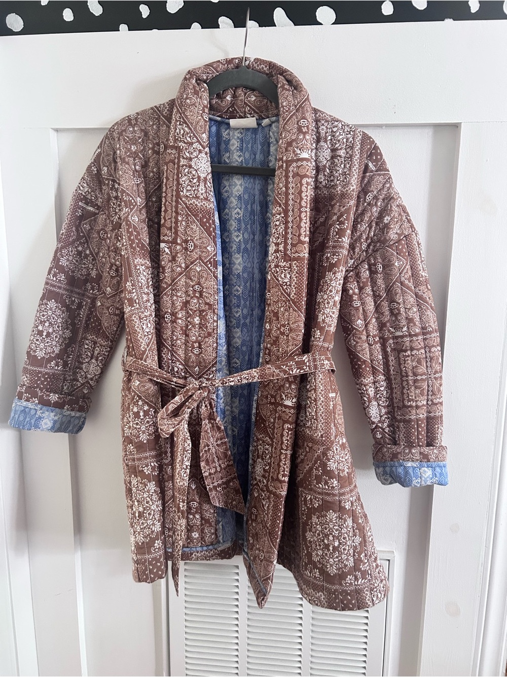 Julia Amory Hazel Wrap Jacket in the Mocha Bandana pattern XS
